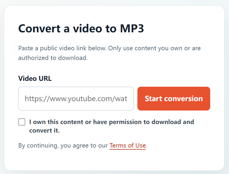 YTBMP3.NET online YouTube to MP3 converter interface
