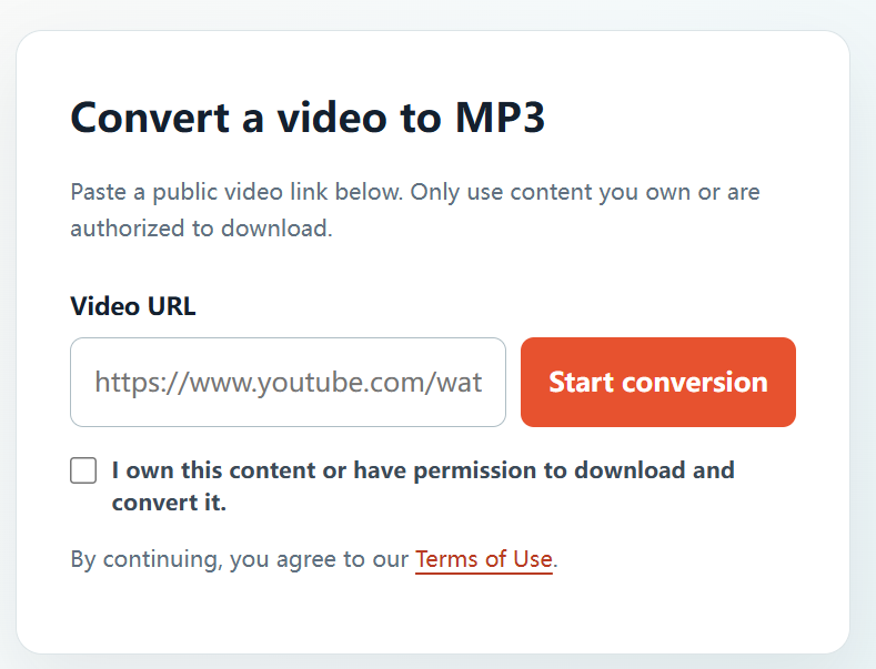 YTBMP3.NET YouTube to MP3 converter interface